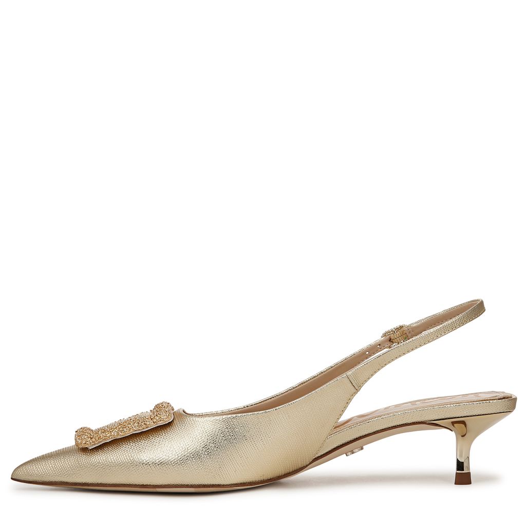 حذاء كامي بكعب عالي مفتوح من الخلف